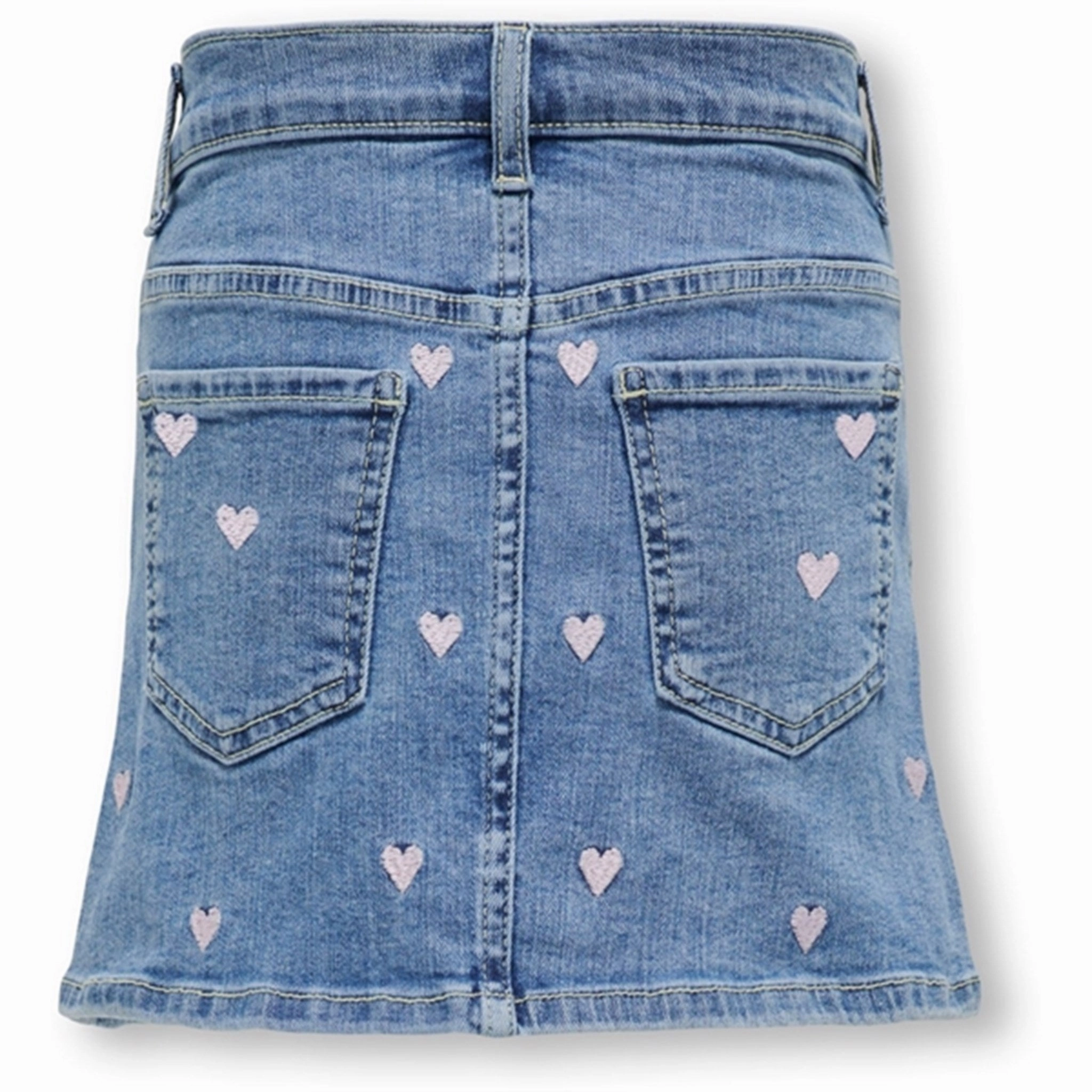 Artistic Influence Kids ONLY Light Medium Blue Denim Hoxton Heart Denim Skirt
