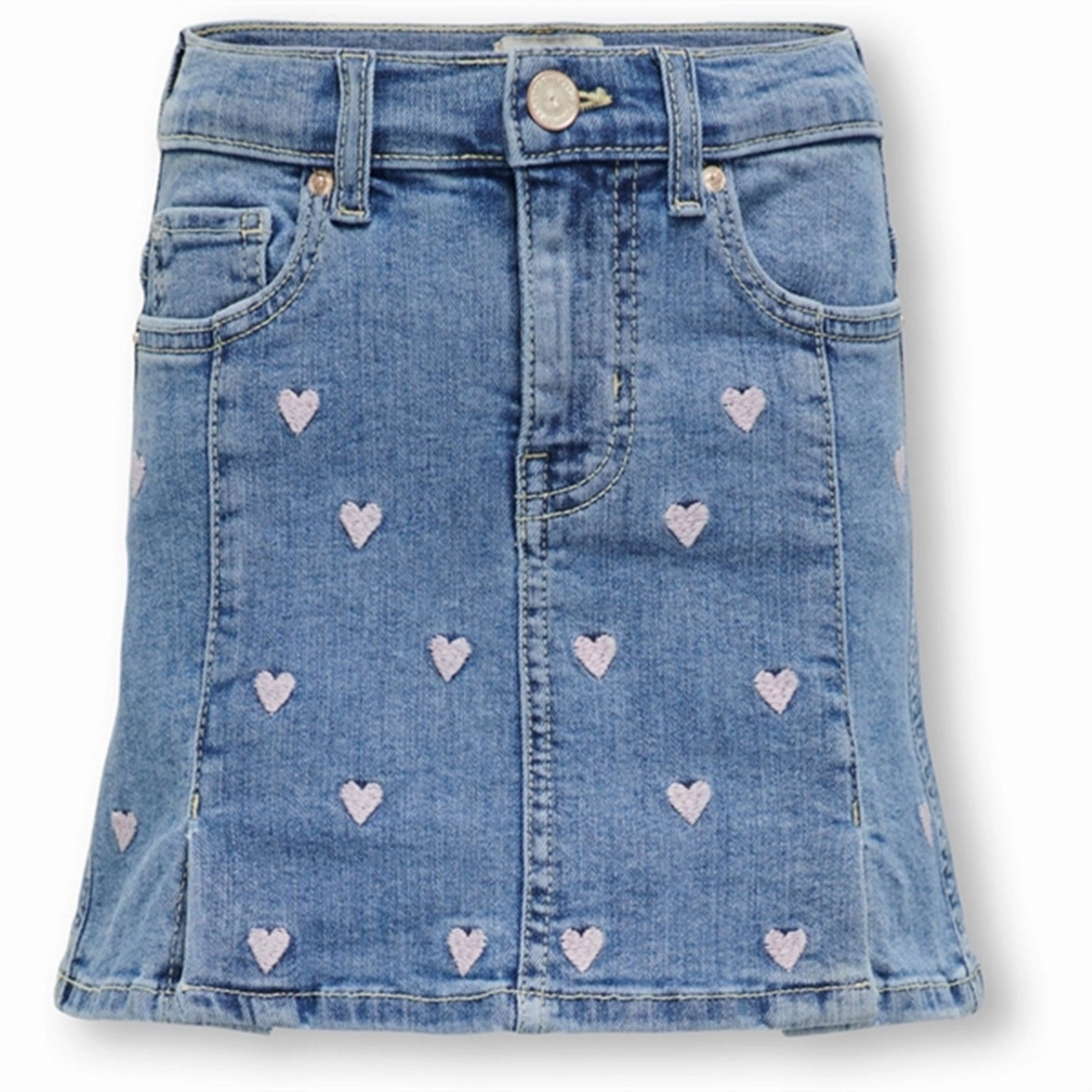 Kids ONLY Light Medium Blue Denim Hoxton Heart Denim Skirt Bold Look