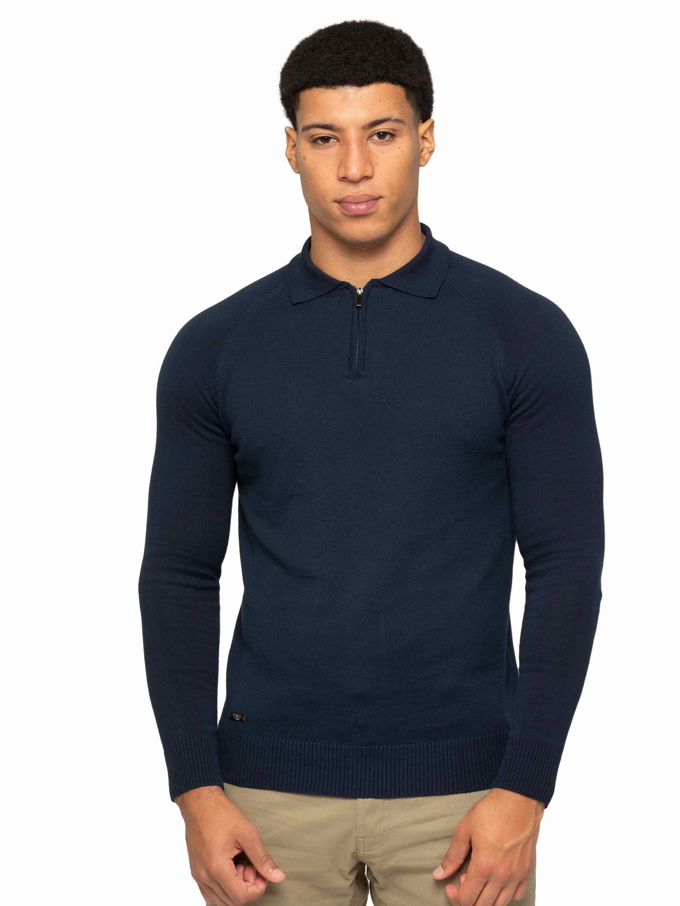 Enzo Milano | Mens Half Zip Polo Jumper Smart Fit