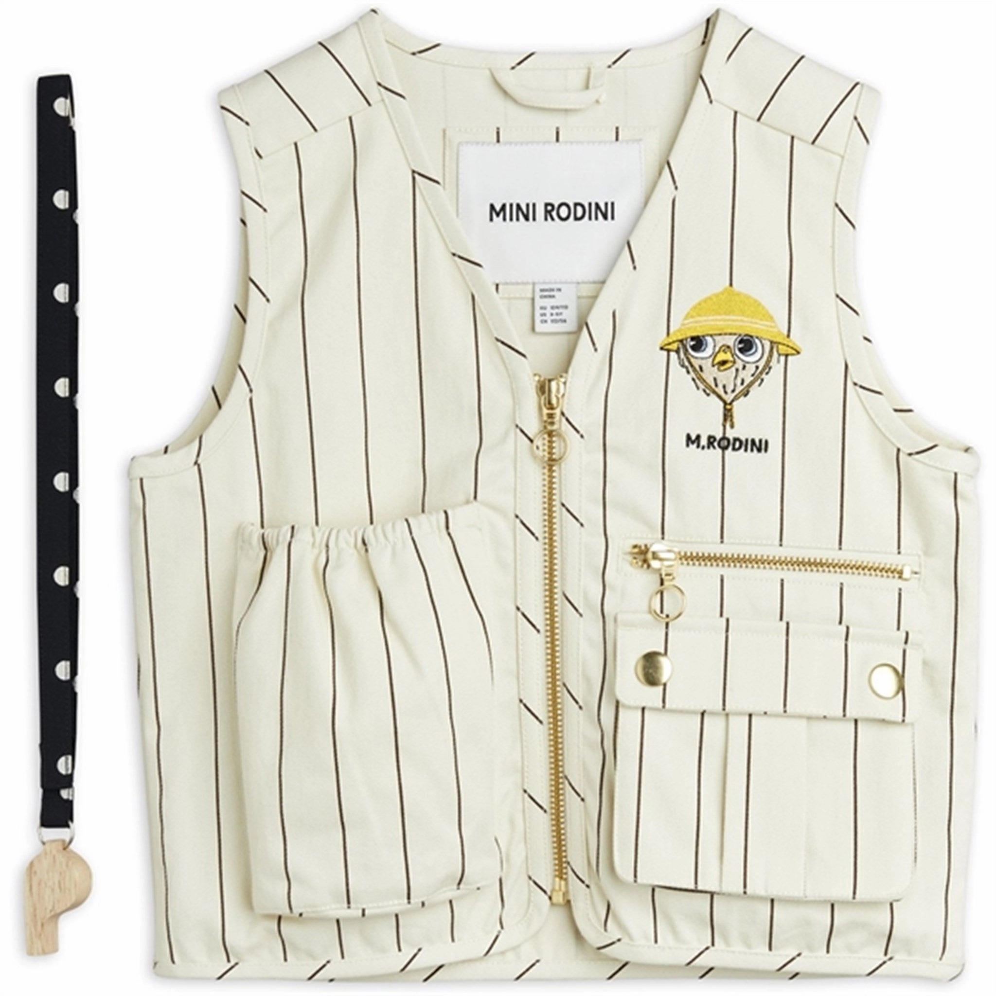 idea Mini Rodini Owl Emb Utility Vest Offwhite