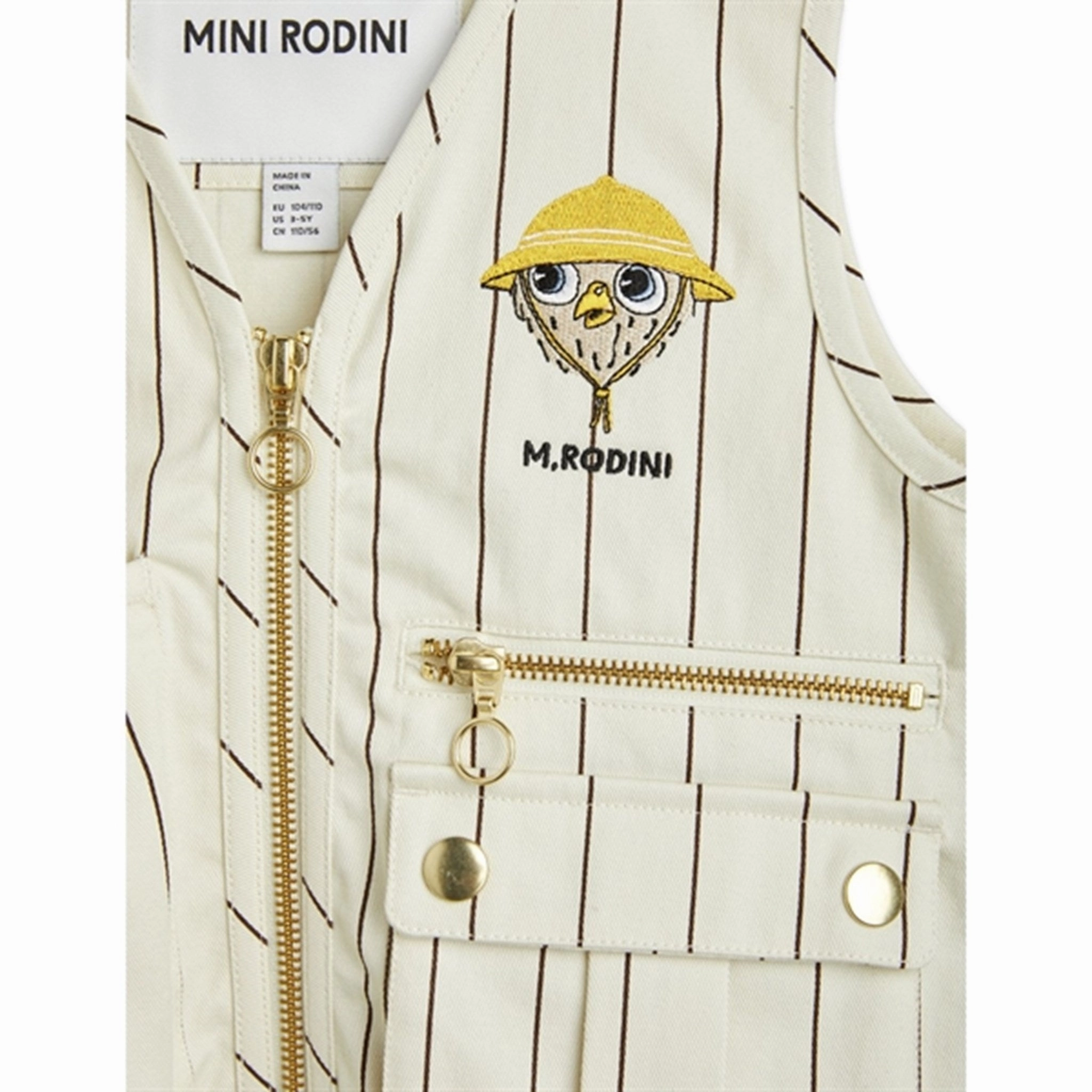 Mini Rodini Owl Emb Utility Vest Offwhite Business Look