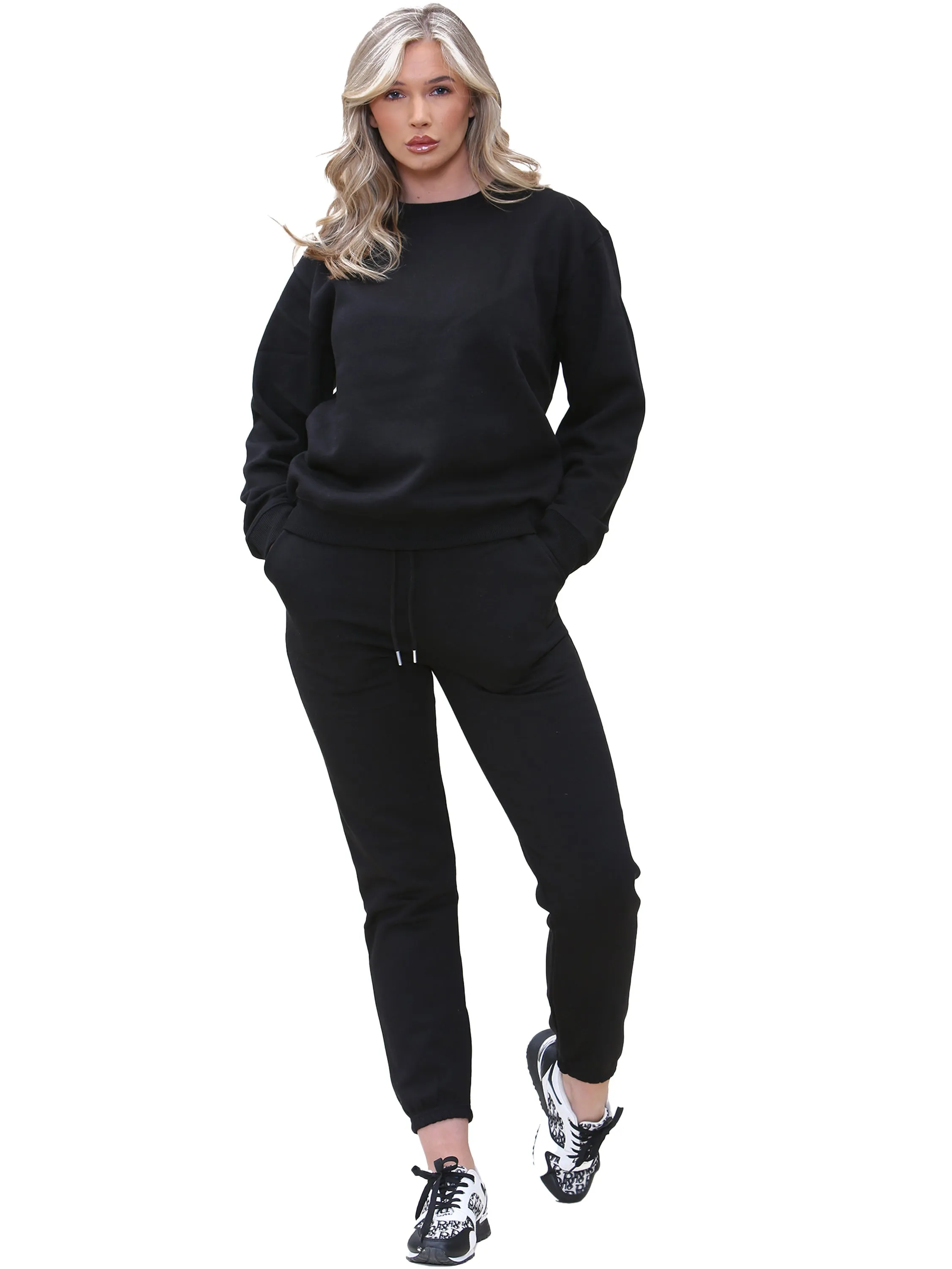 Compact Ribbed Cuffs Enzo | Womens Crew Neck Sweatshirt Tracksuit
