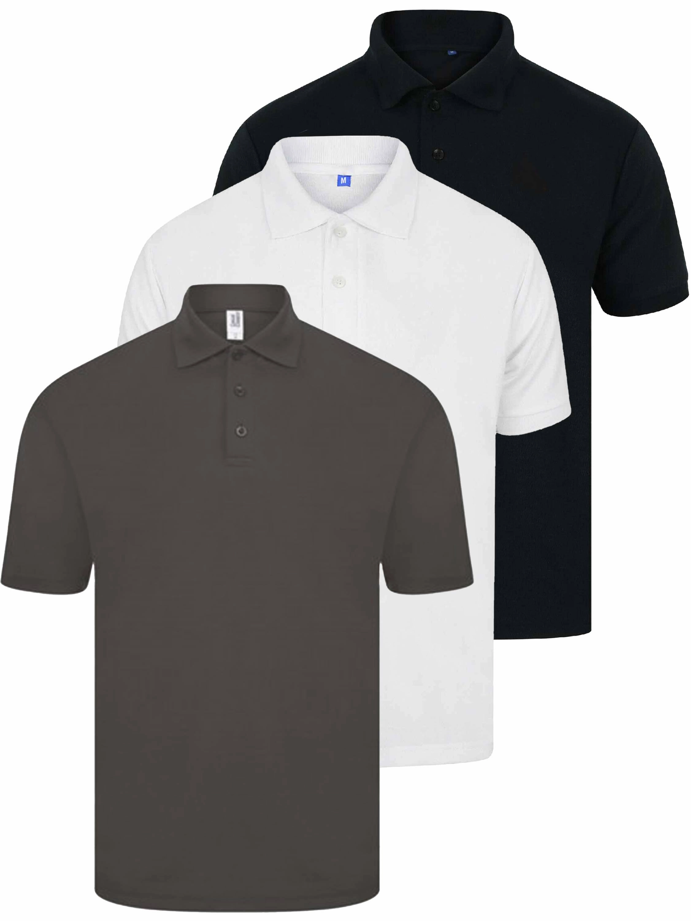 Kruze | Mens Polo T-Shirts (3 Pack) Slim Fit Style