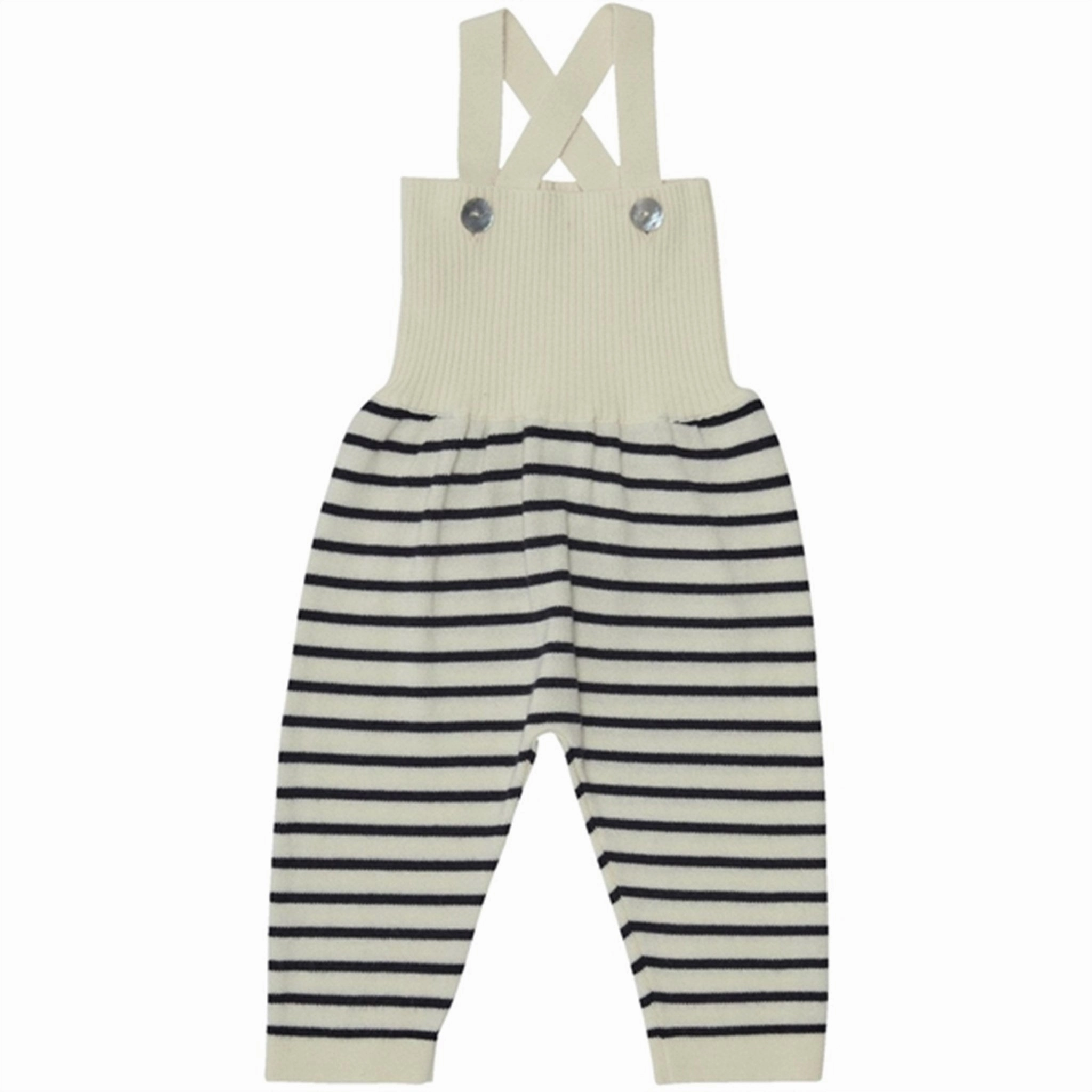 FUB Baby High Waist Overalls Ecru/Dark Navy Light and Cozy Straight Leg