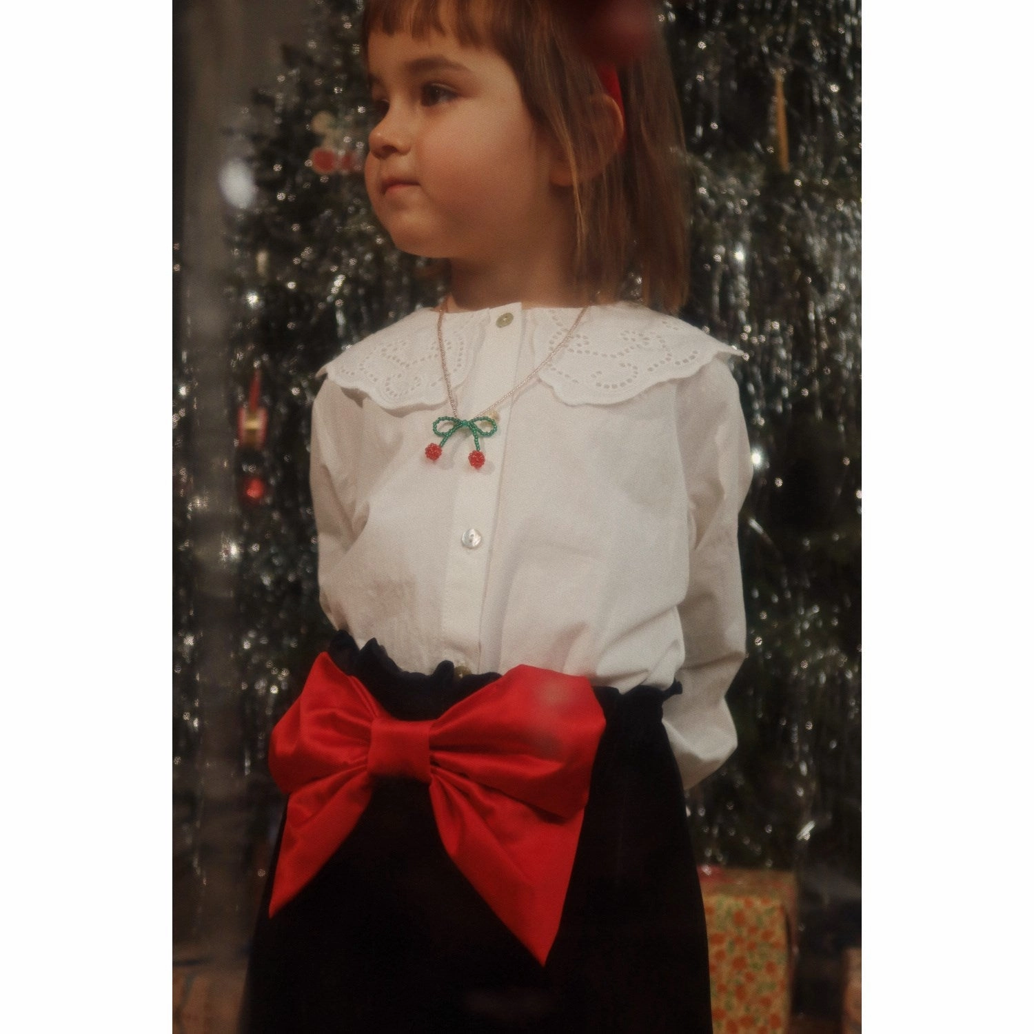 Konges Sl?jd Black Gia Skirt Grs Double Stitched Fold Over Detail