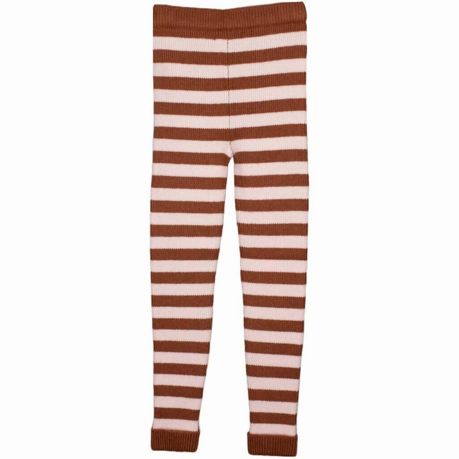 Stretchable Fabric Fliink Carob Brown Striped Benna Rib Leggings