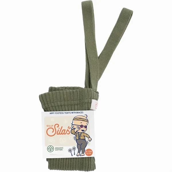 Silly Silas Hippy Footless Tights Olive Slim Look