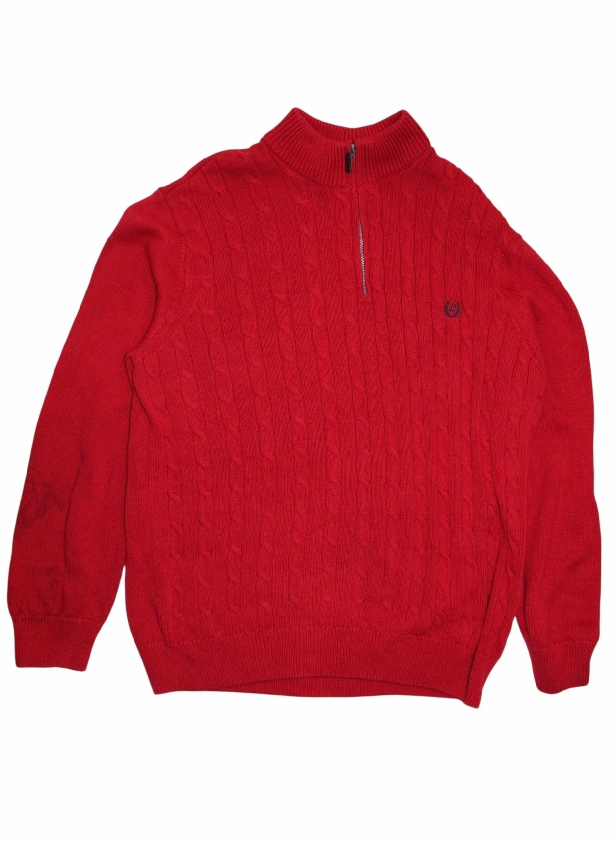 Chaps Ralph Lauren Mens Red Knitted Quarter Zip (Size XL) Clean Aesthetic Bold Simplicity