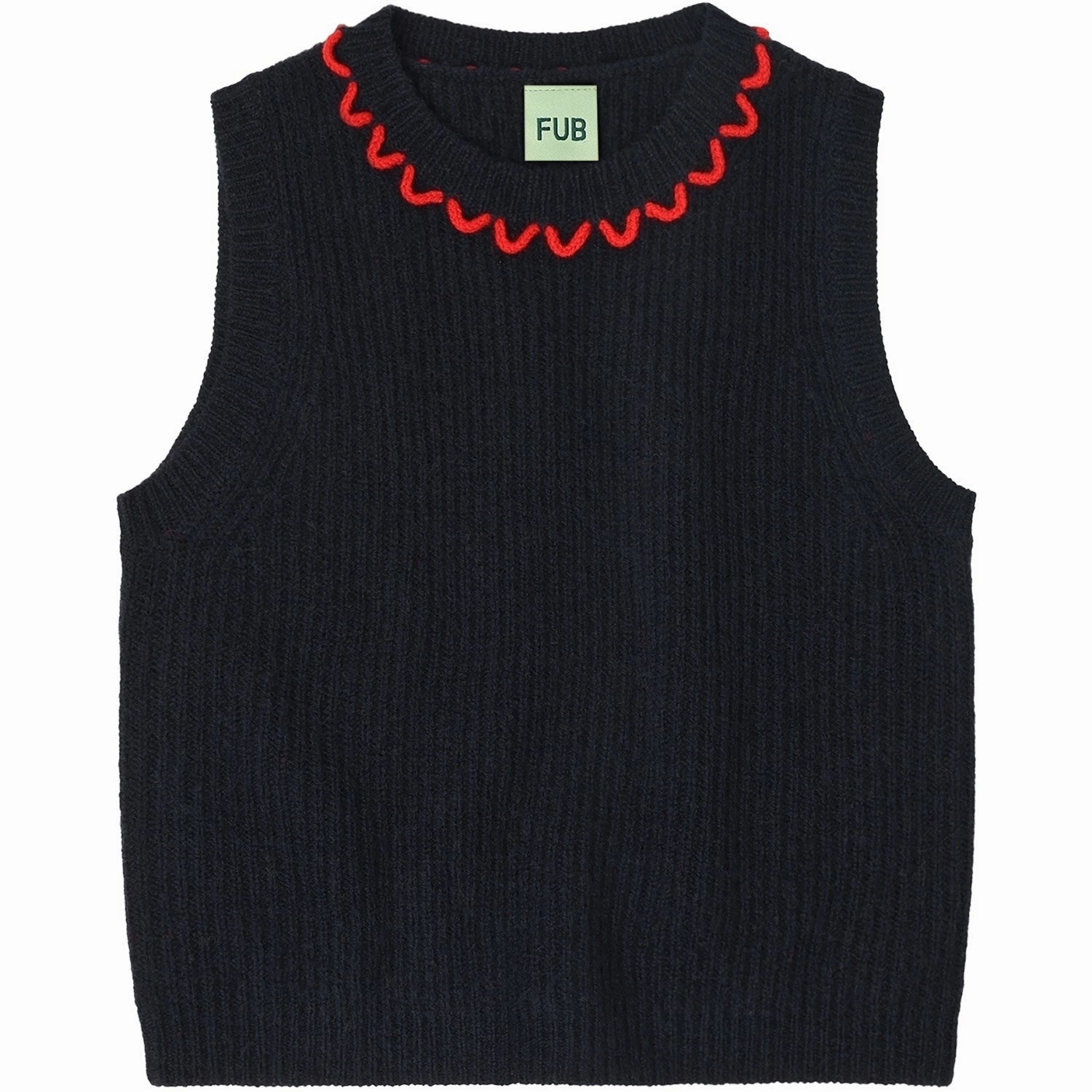 FUB Dark Navy Lambswool Vest Durable Zipper Closures rigidity