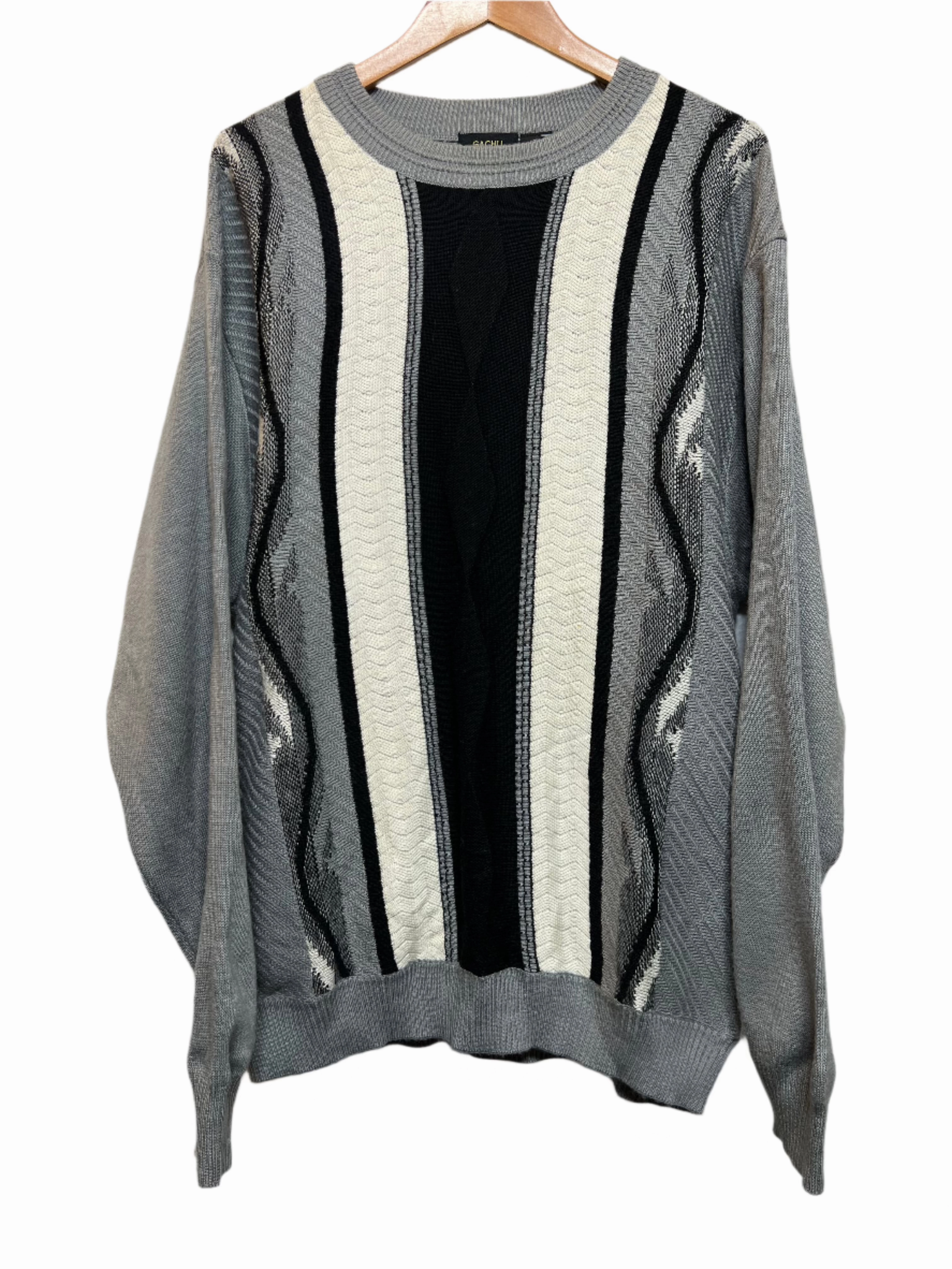 Gachu Mens Grey Knitted Sweater (Size XL) Neutral Look Urban Casual