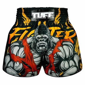TUFF Muay Thai Shorts The Gigantic Beast Black RMS122 Sneakers Fade Resistant Dye