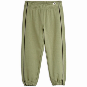 Mini Rodini Green Plain Piping Sweatpants High-tech Sport Style