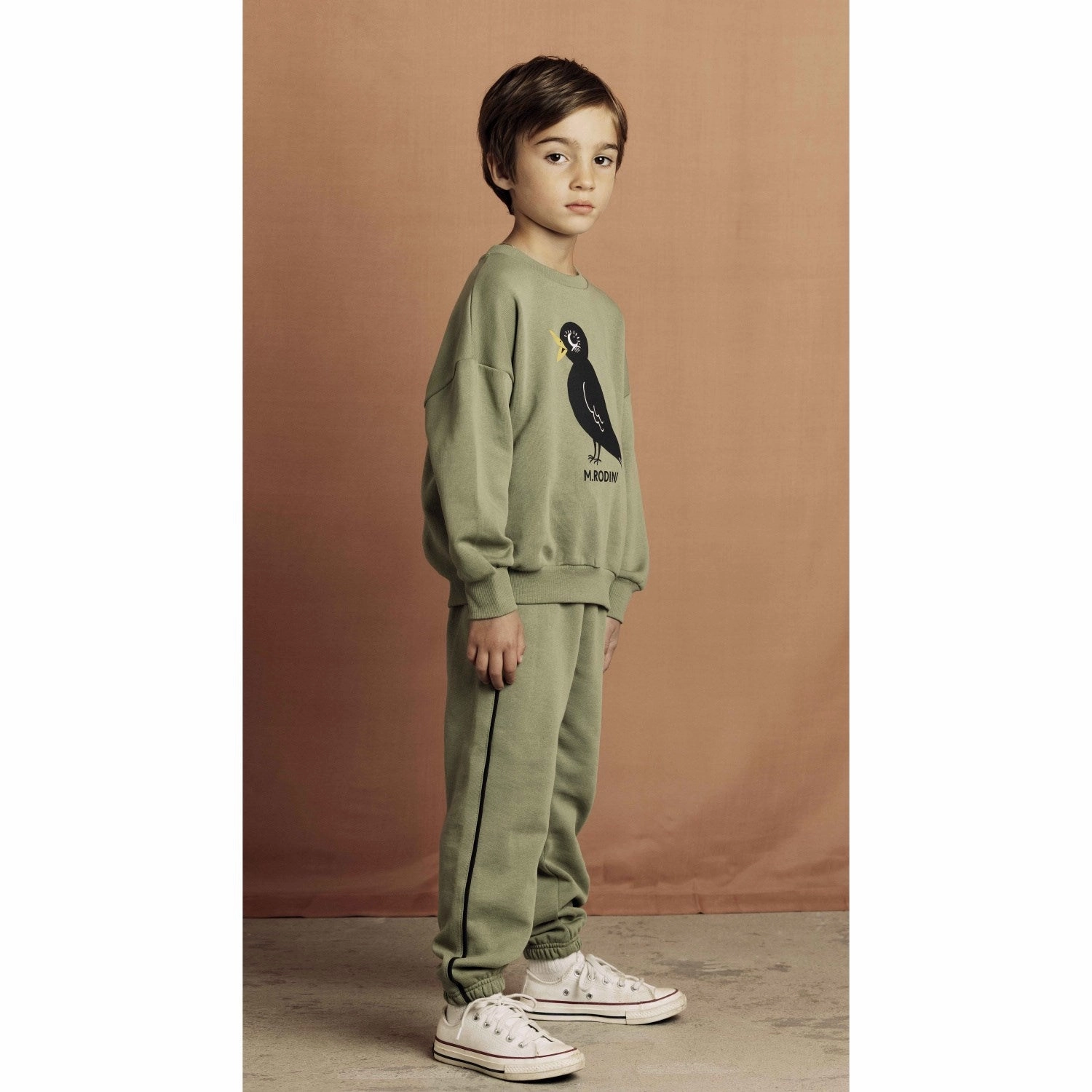 Contoured Footbed Design Mini Rodini Green Plain Piping Sweatpants