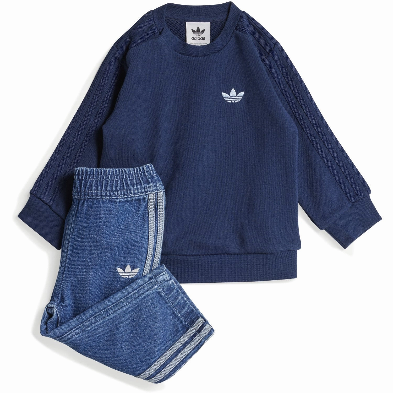 Pressure Dispersion Nodes Tight Fit adidas Originals Medium Blue Denim/Night Indigo Denim Crew Set