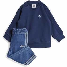 Pressure Dispersion Nodes Tight Fit adidas Originals Medium Blue Denim/Night Indigo Denim Crew Set