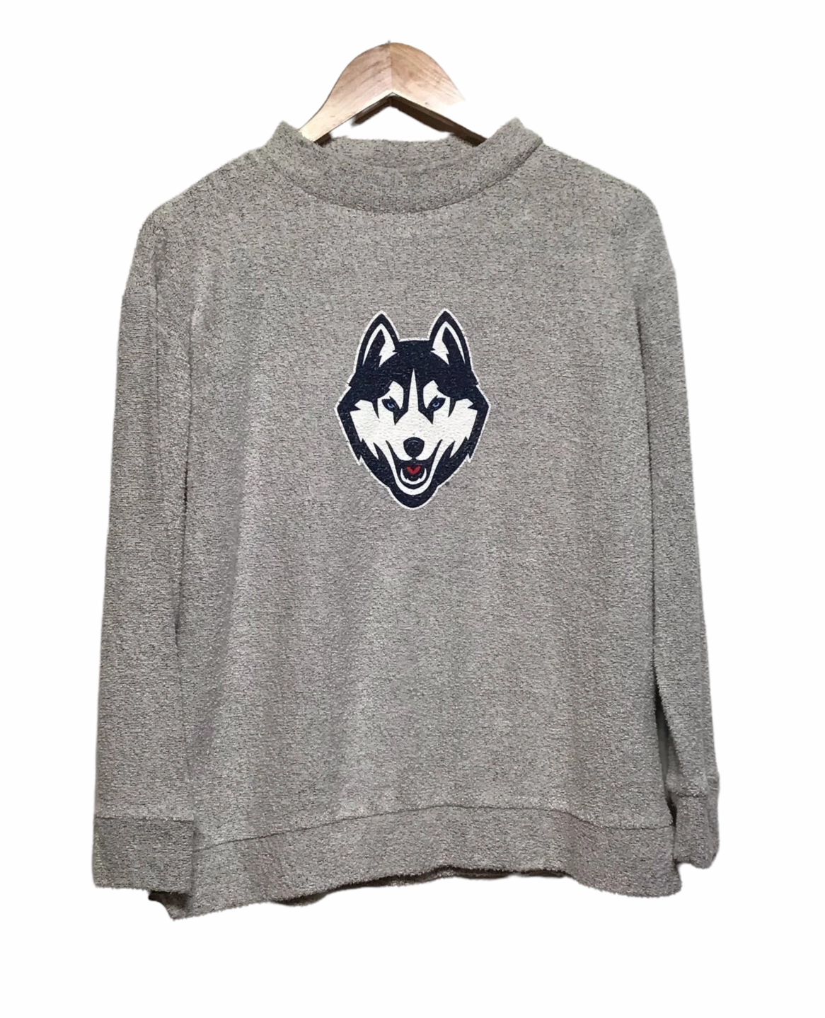 YarnDyed Stripes Graphic Wolf Print Knitted Sweater (Size M)