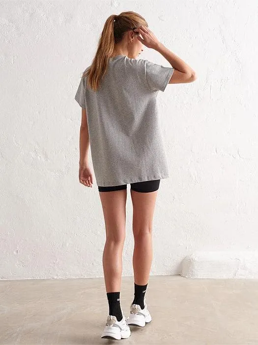 Grey Melange Boyfriend T-Shirt Cozy Style Chic Fit