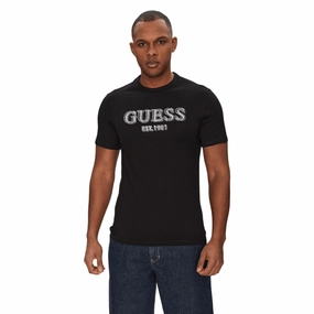 Guess Logo T-Shirt Men Effortless Wear FadeResistant