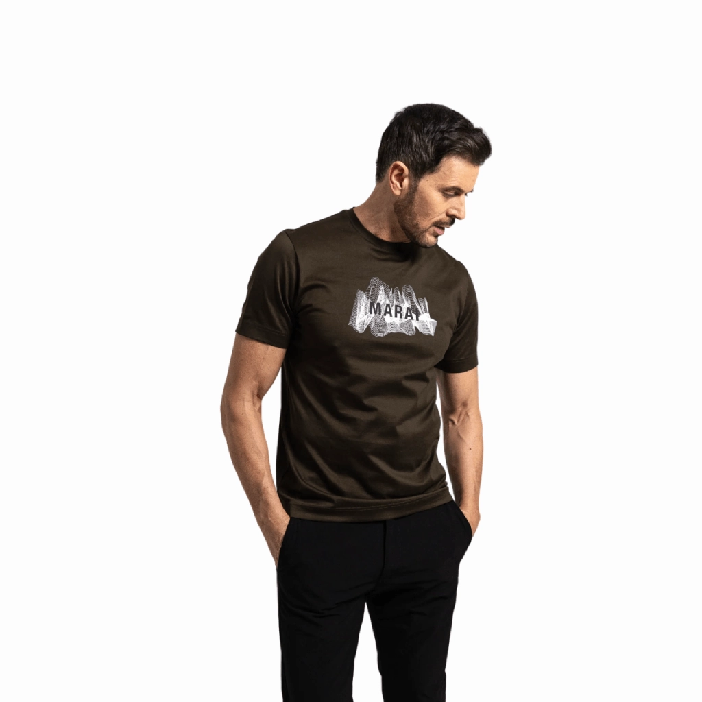 Chilly Day Comfort Marai Mercerised Ripple Print T-Shirt Men