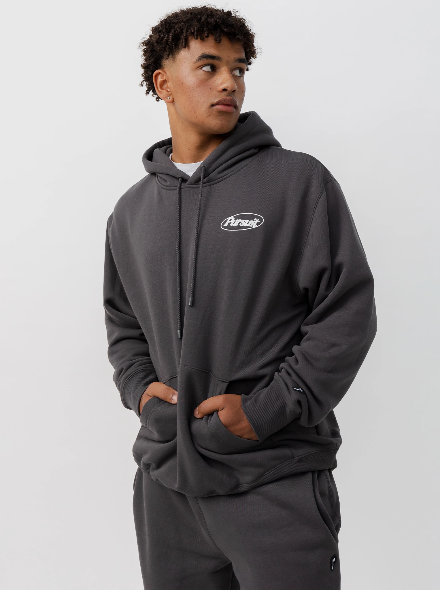 Chiffon details Happiness Heavyweight Pullover In Charcoal