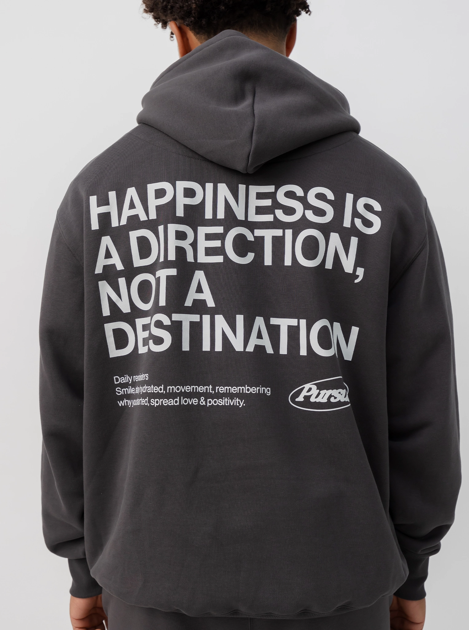 Happiness Heavyweight Pullover In Charcoal Logo Detail