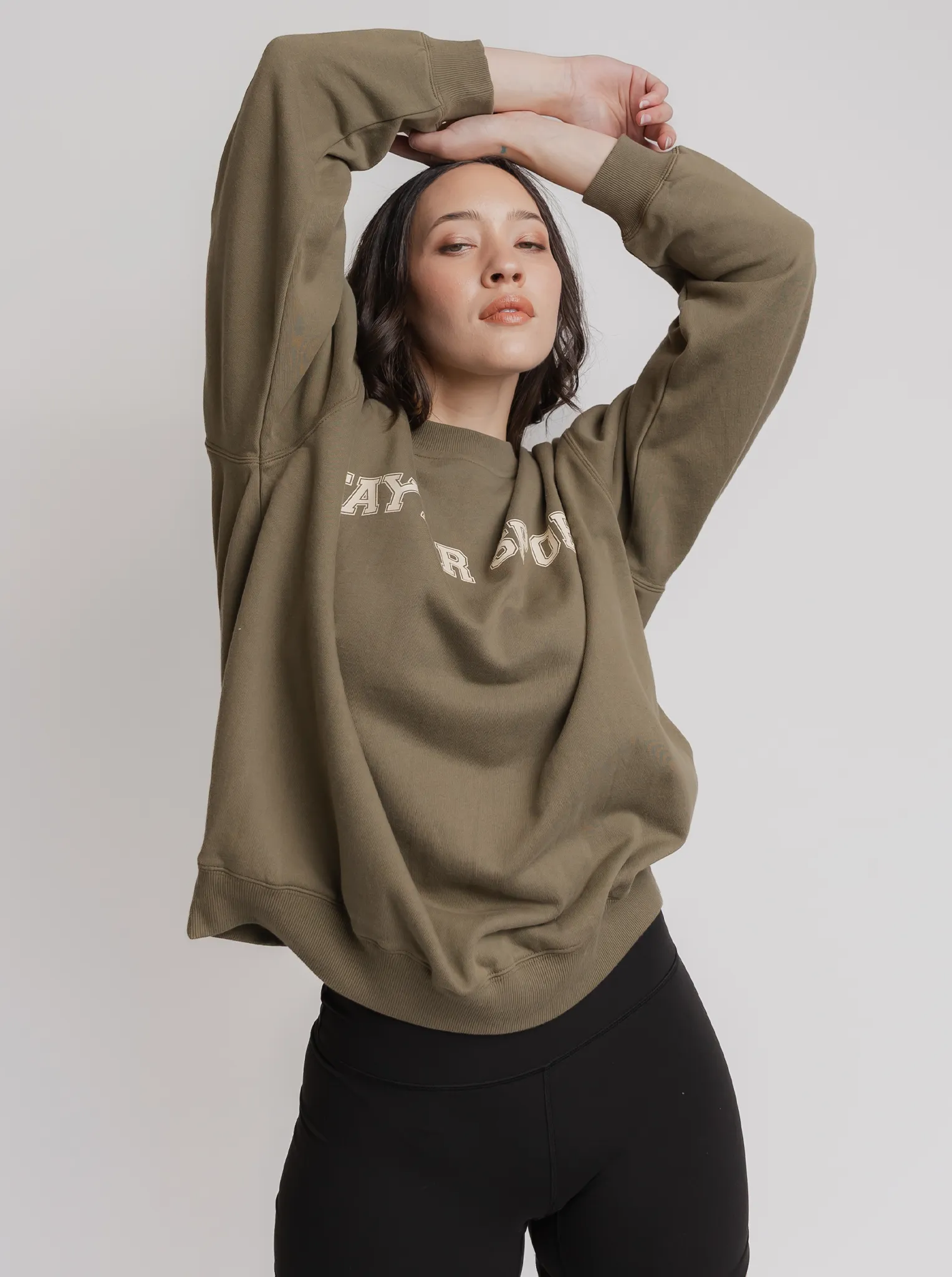 Fleece Lined Heritage Crew in Olive