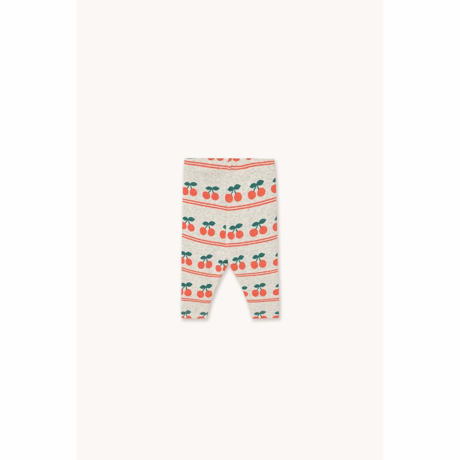 Relaxed Style No Shrink Material TinyCottons Light Cream Cherry Pattern Rib Baby Leggings