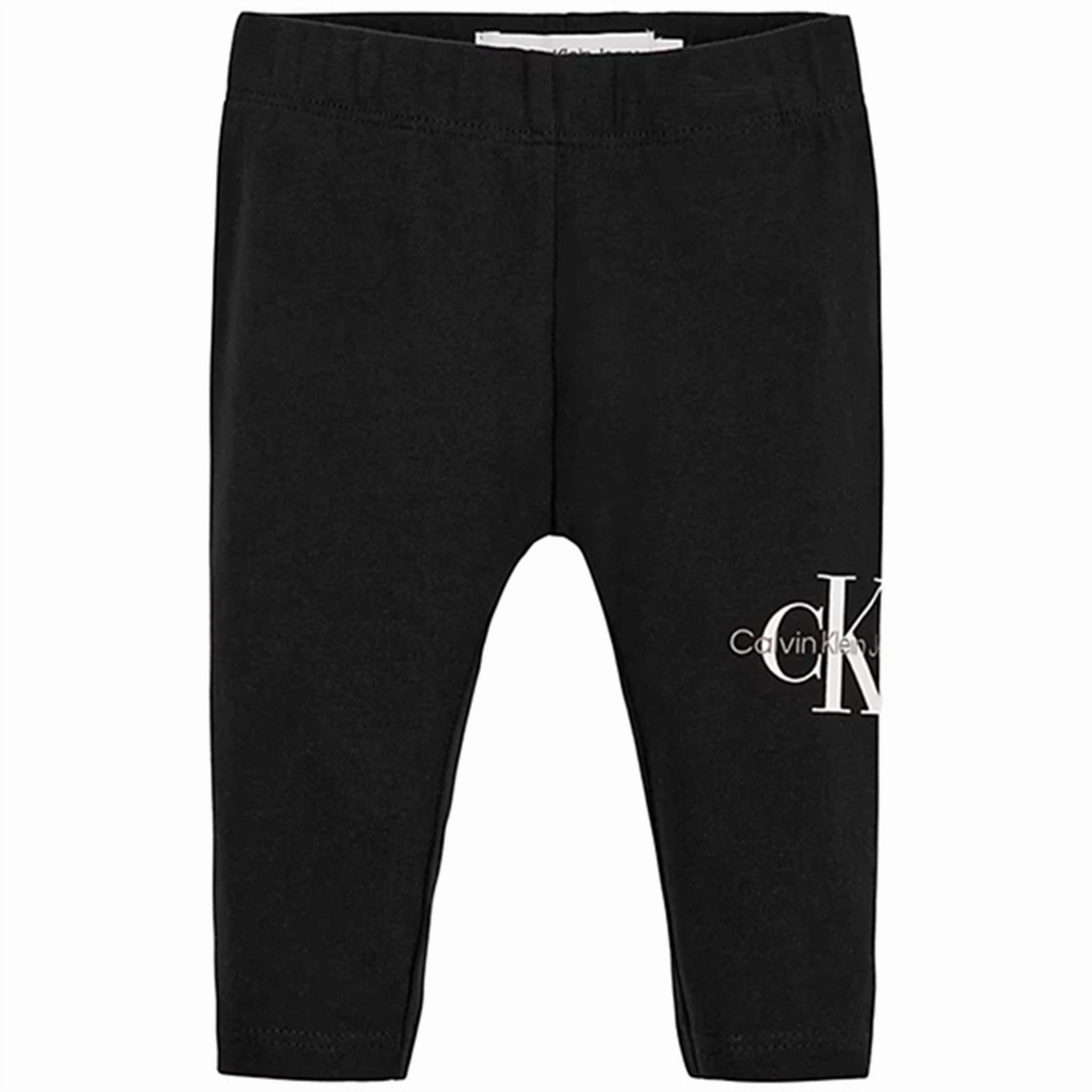 Calvin Klein Monogram Leggings Ck Black Petite Size Rib Knit Body Hug