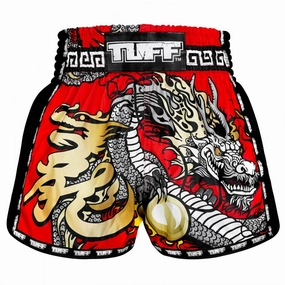 TUFF Muay Thai Shorts Red Chinese Dragon MSC116 Easy Comfort Fit surfing gear