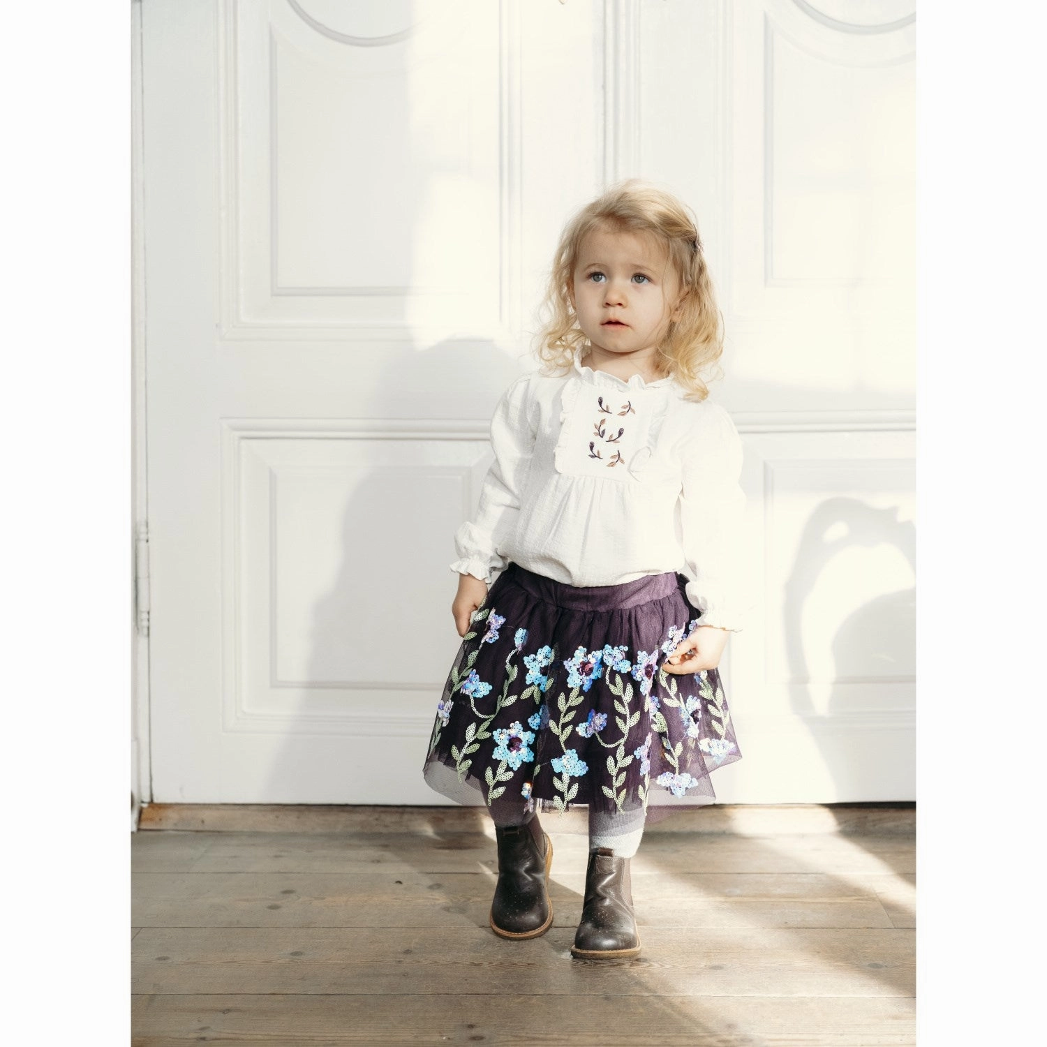 Signature Line Adjustable Waistband Hust & Claire Dark Plum Ninna Skirt