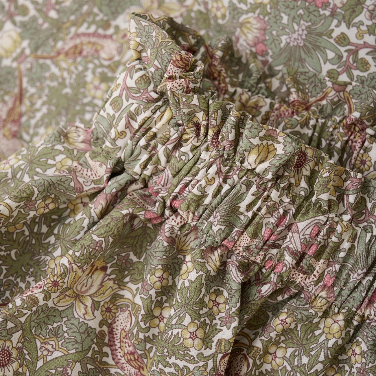 Huttelihut Deep Lichen Green Skirt In Liberty Fabric Crochet Style