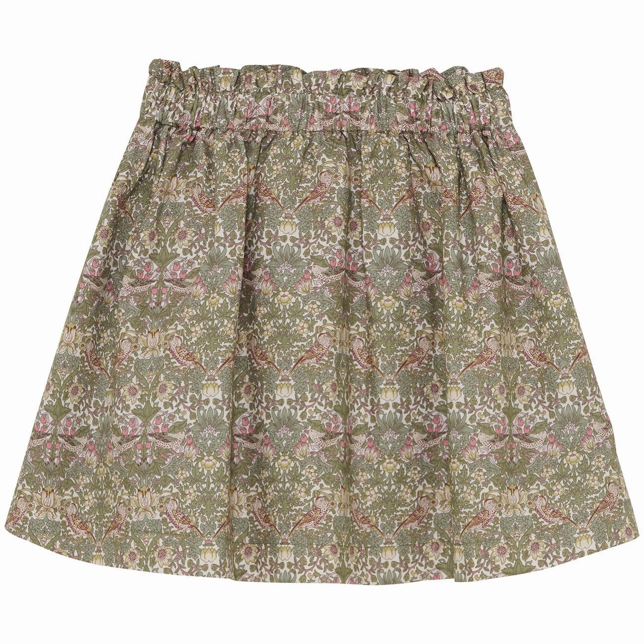 Stretchable Waist Smooth Motion Huttelihut Deep Lichen Green Skirt In Liberty Fabric