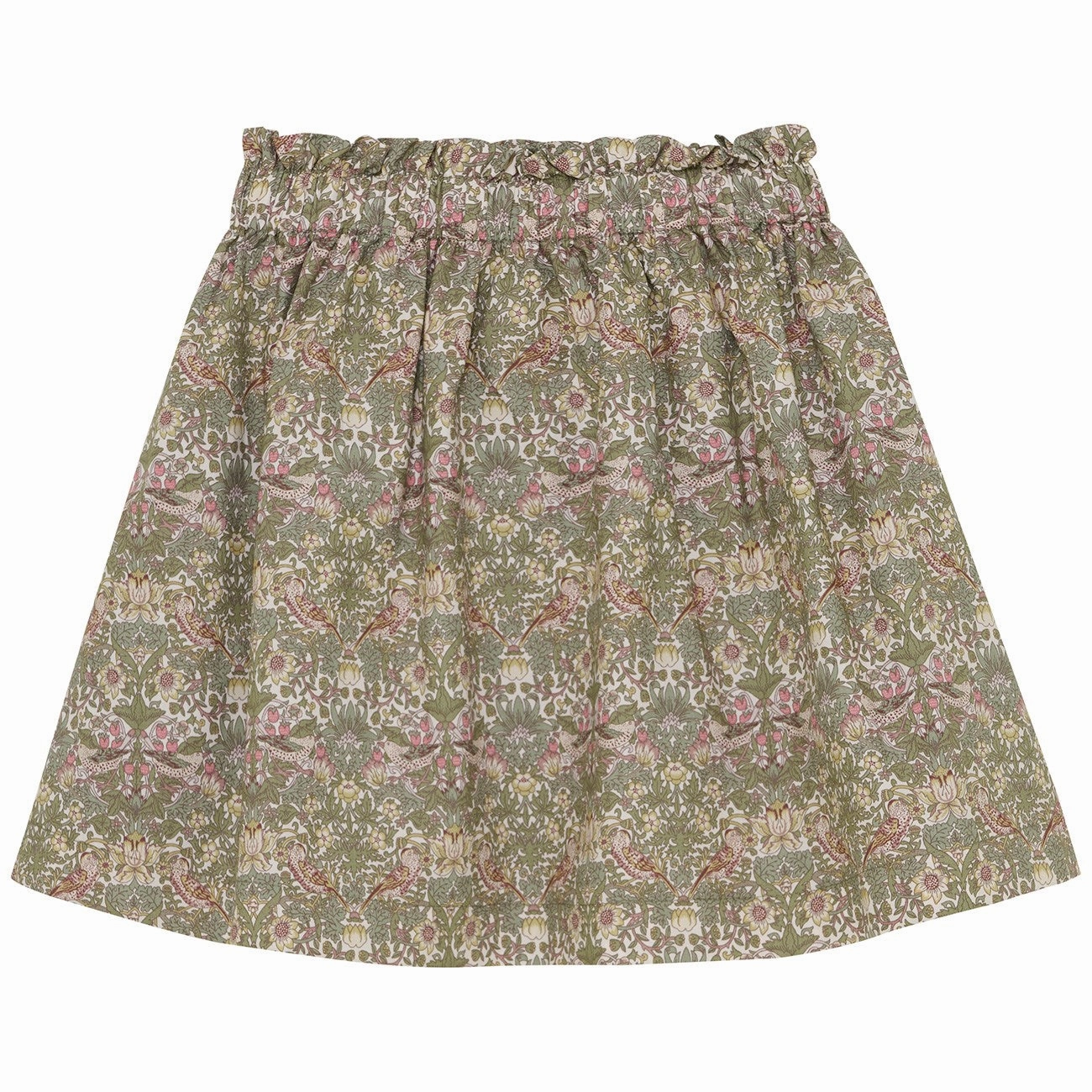 Huttelihut Deep Lichen Green Skirt In Liberty Fabric Inverted Pleats Boutique Exclusive