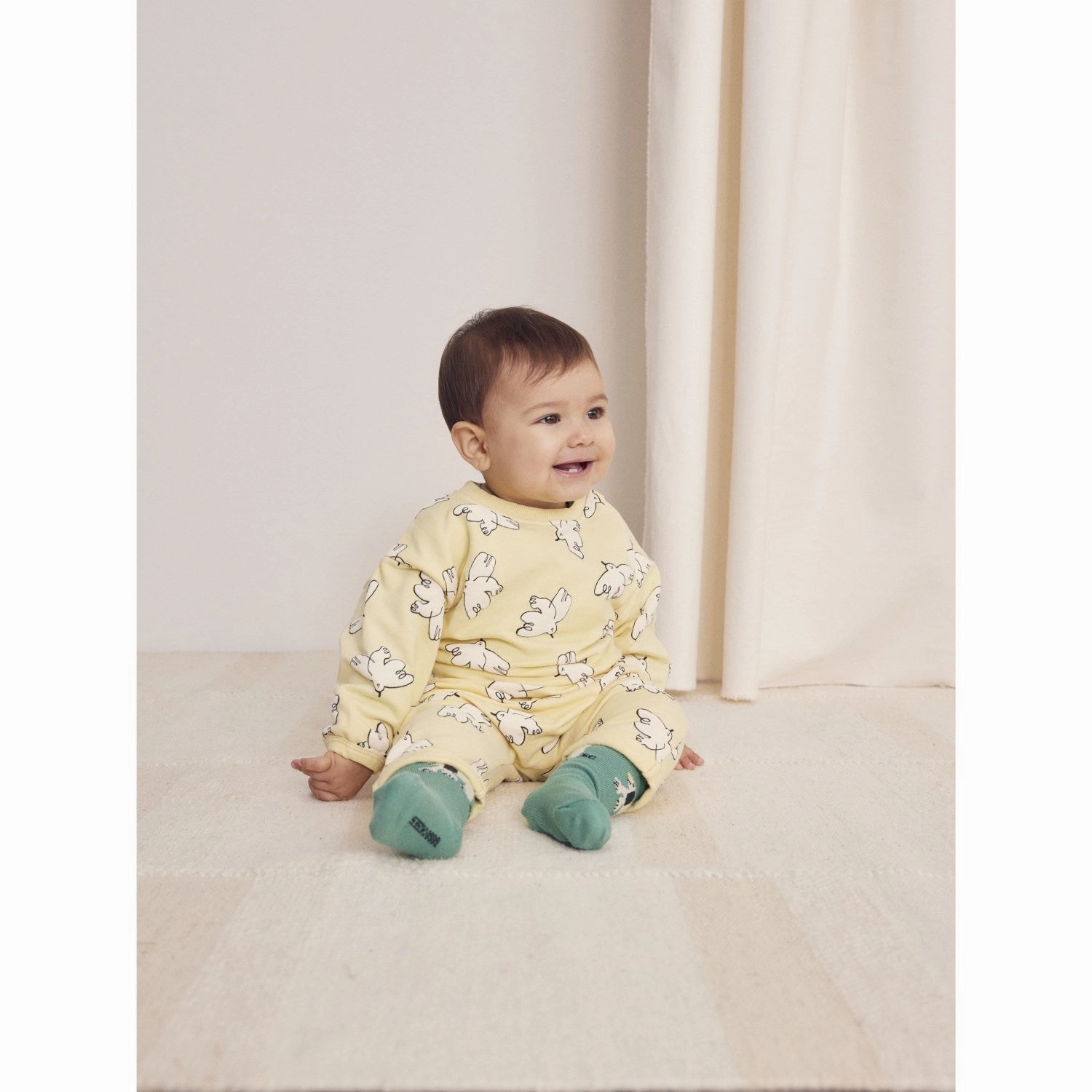 Bobo Choses Light Yellow Freedom Bird All Over Legging Body Contouring Sleek Design