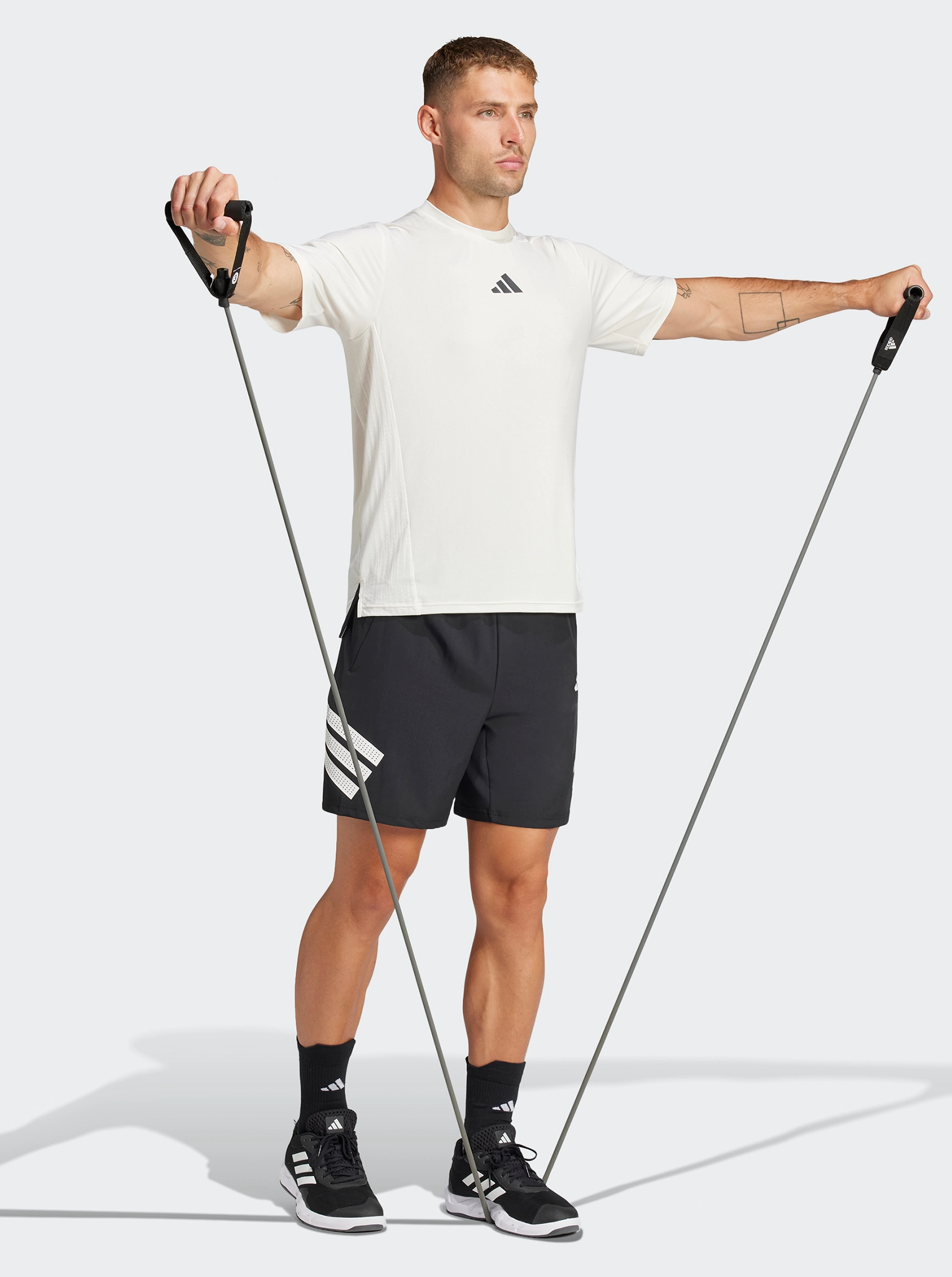 Icon 3-Stripes Gym Short Faux Leather elastic waistband