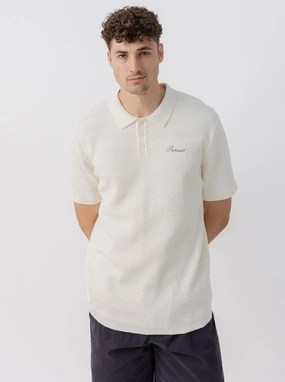 LowMaintenance Fabric Smart Layering Textured Knit Polo in Cream