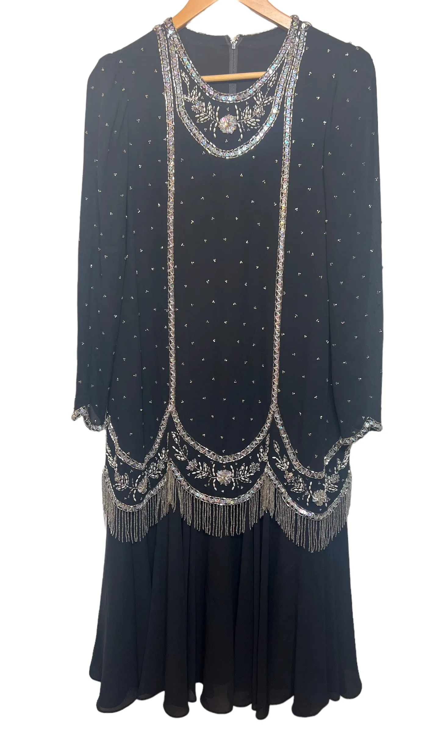 Clean Flow Jack Bryan Black Bejewelled Dress (Size XL)