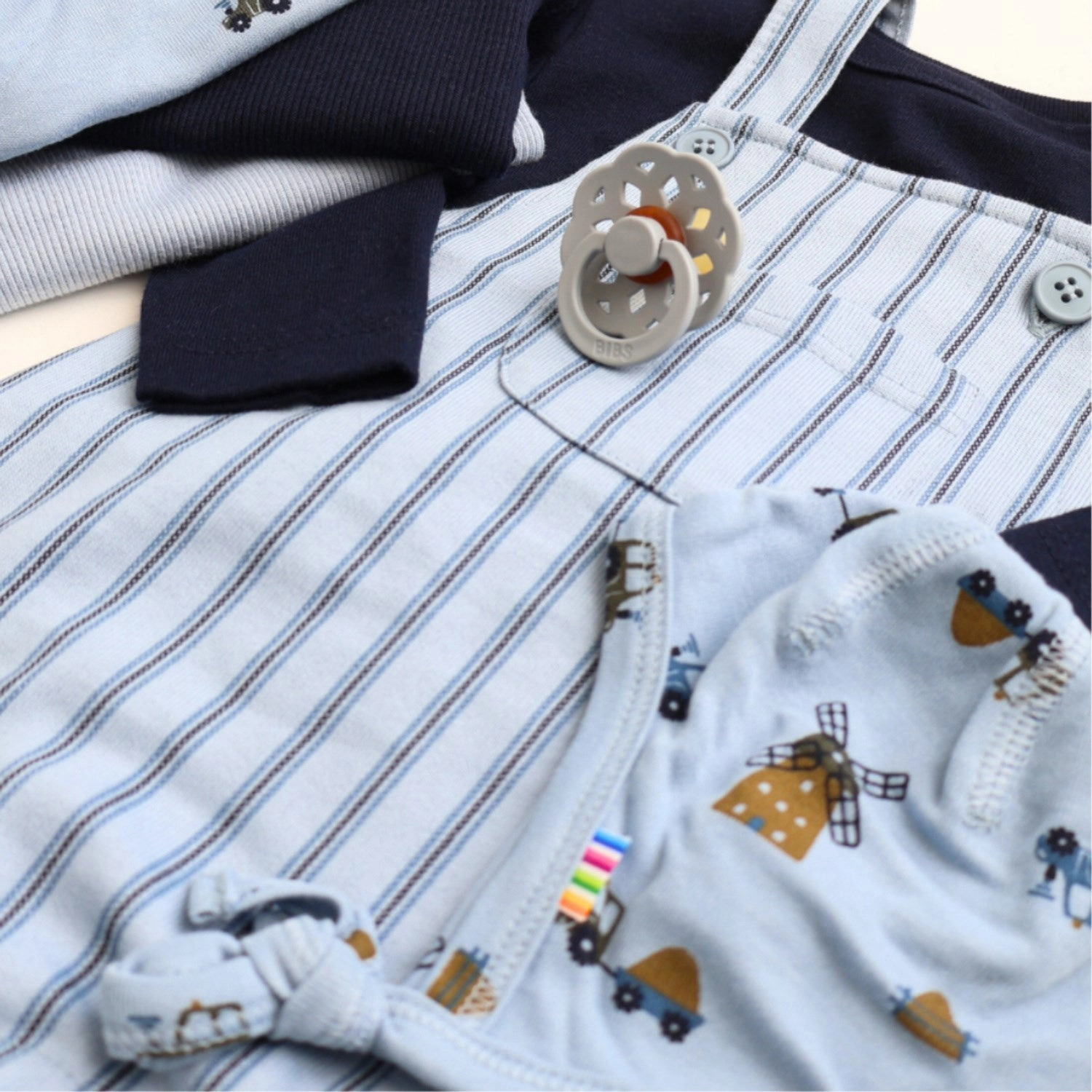 Joha Blue Summer Romper Breathable Natural Minimal Boy