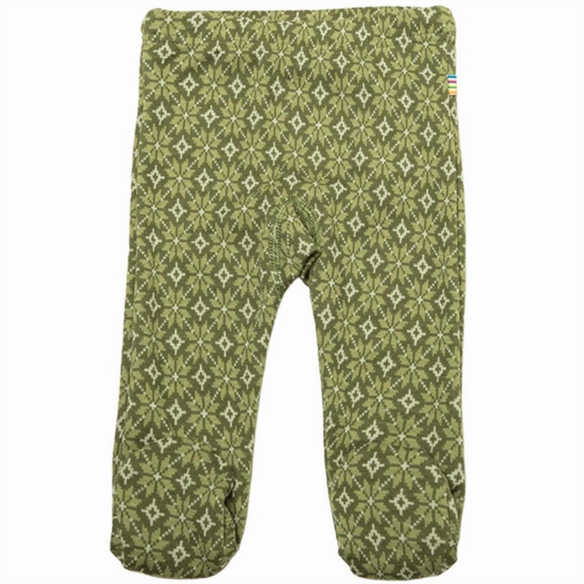 Joha Wool Green Jacquard Leggings w. Foot wrinkle free