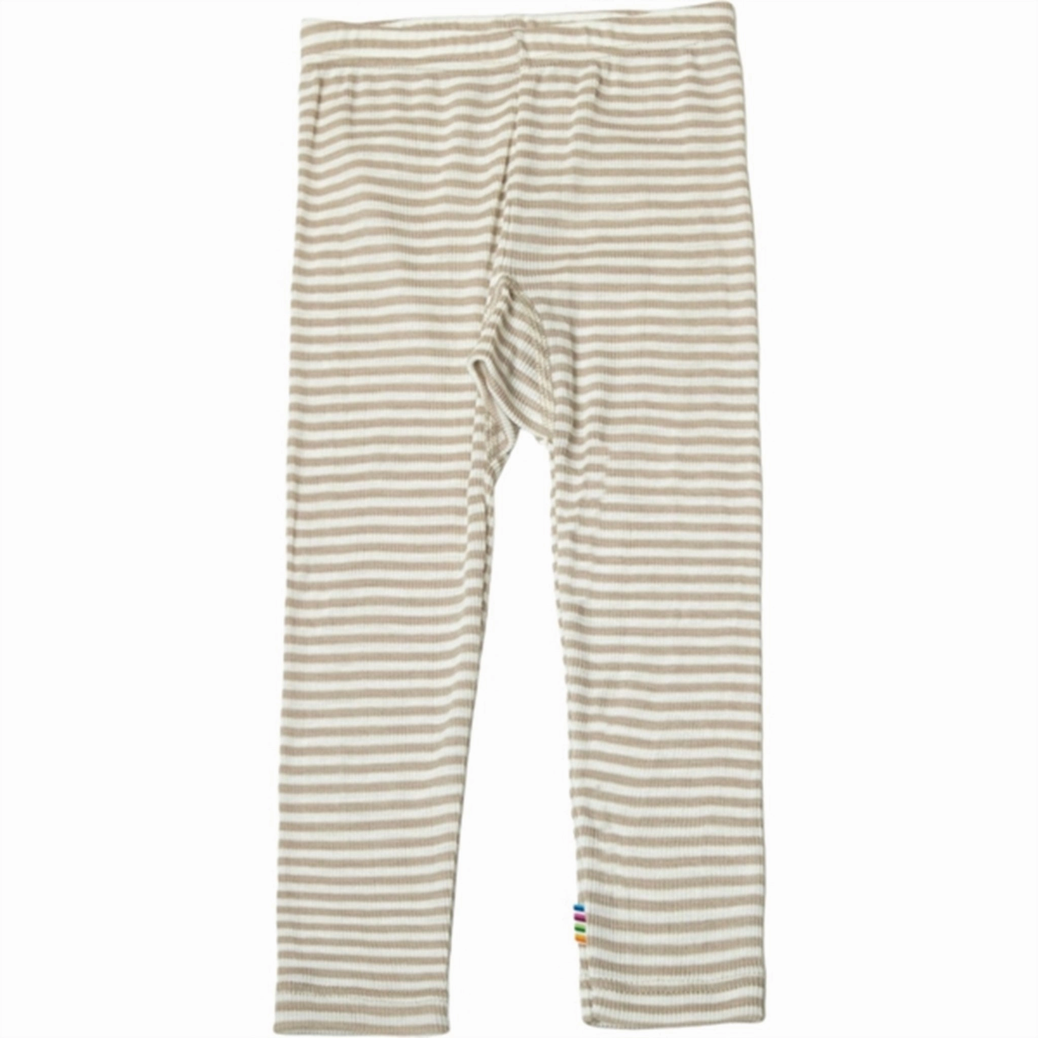 Joha Wool/Silk Beige Stripe Leggings Extra Soft Studio Practice