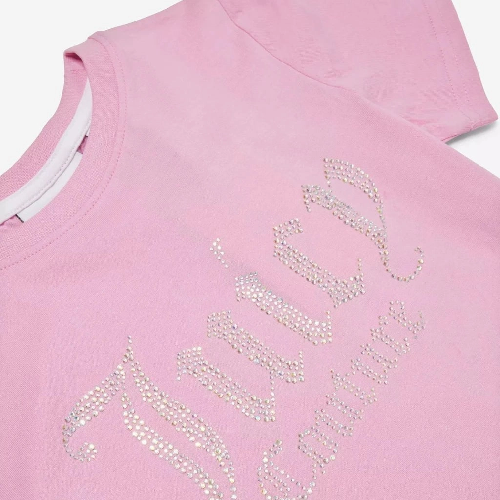 Juicy Couture Diamante Fitted Tee Junior Casual Layer Look