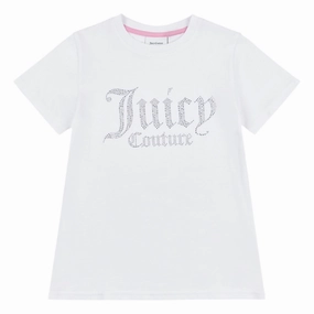 Drop Shoulder Design Easy Fit Juicy Couture Diamante Fitted Tee Junior