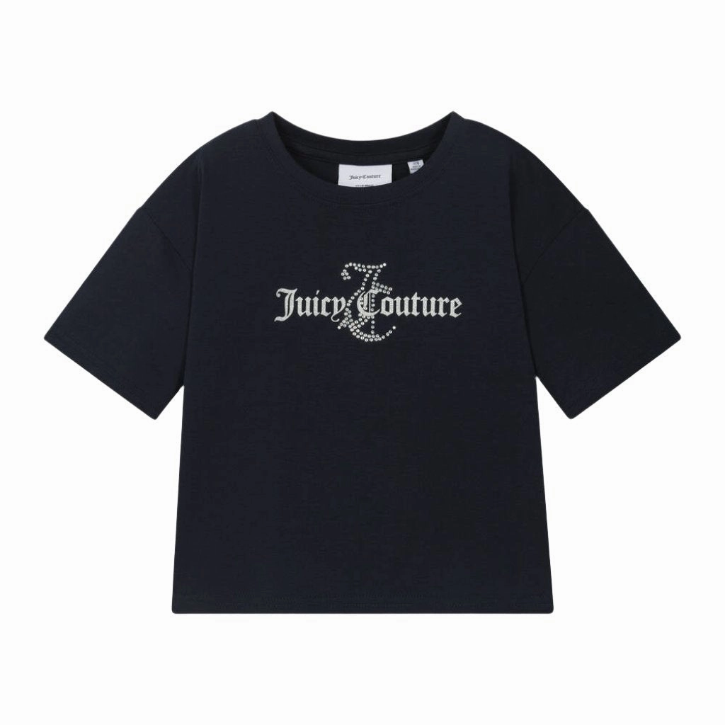Layered Look Juicy Couture Glitter & Diamante Boxy SS Tee Junior