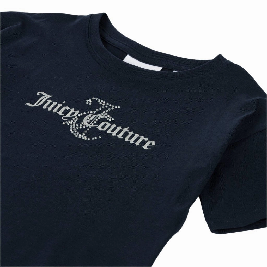 Pre Shrunk Fabric Holiday Comfort Style Juicy Couture Glitter & Diamante Boxy SS Tee Junior