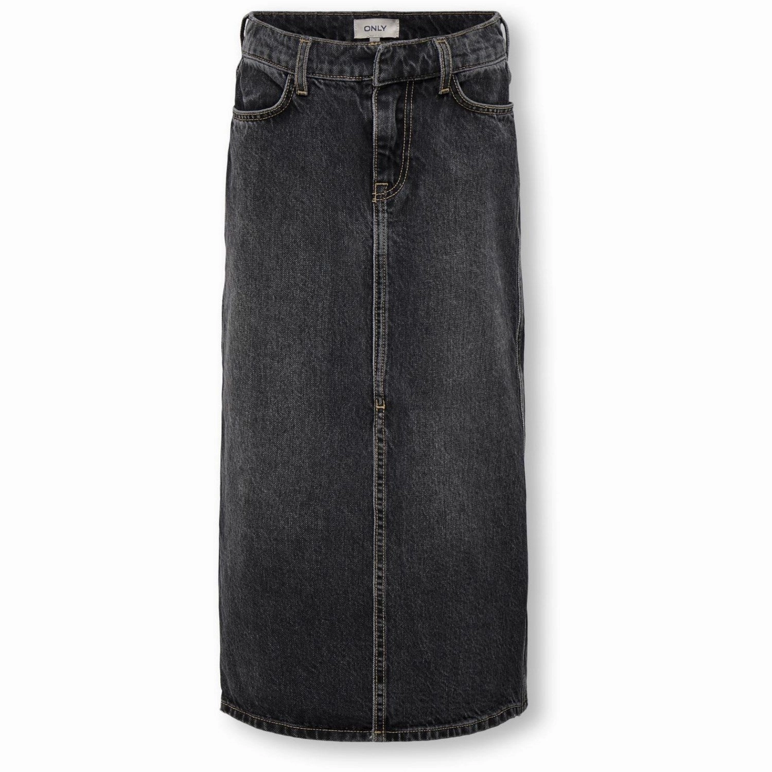 kids ONLY Washed Black Cilla Long Slit Skirt Denim Fashion Detail