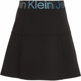 Calvin Klein Punto Tape Skirt Ck Black A Line Cut Trendy Style