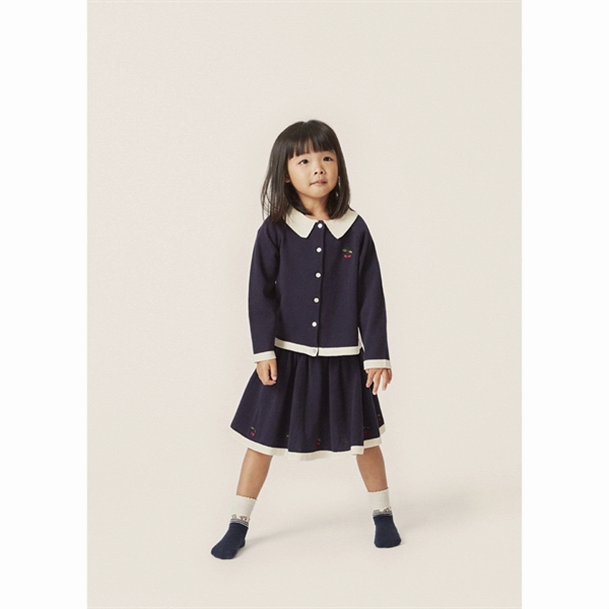 Konges Sl?jd Navy Venton Knit Skirt Patchwork Design Curve Friendly
