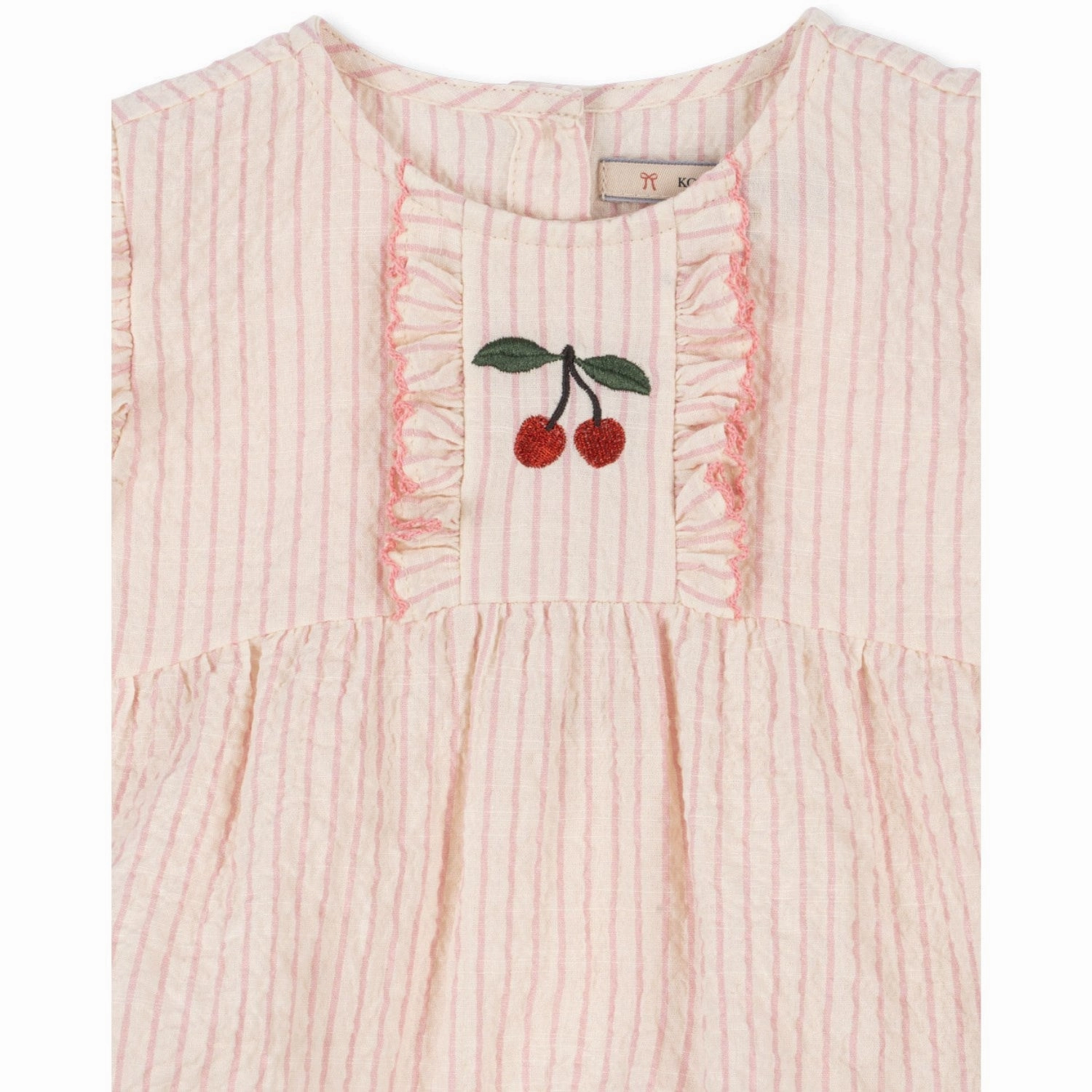 Home Neutral Bold Resort Konges Sl?jd Peony Stripe Ellie Frill Romper Gots