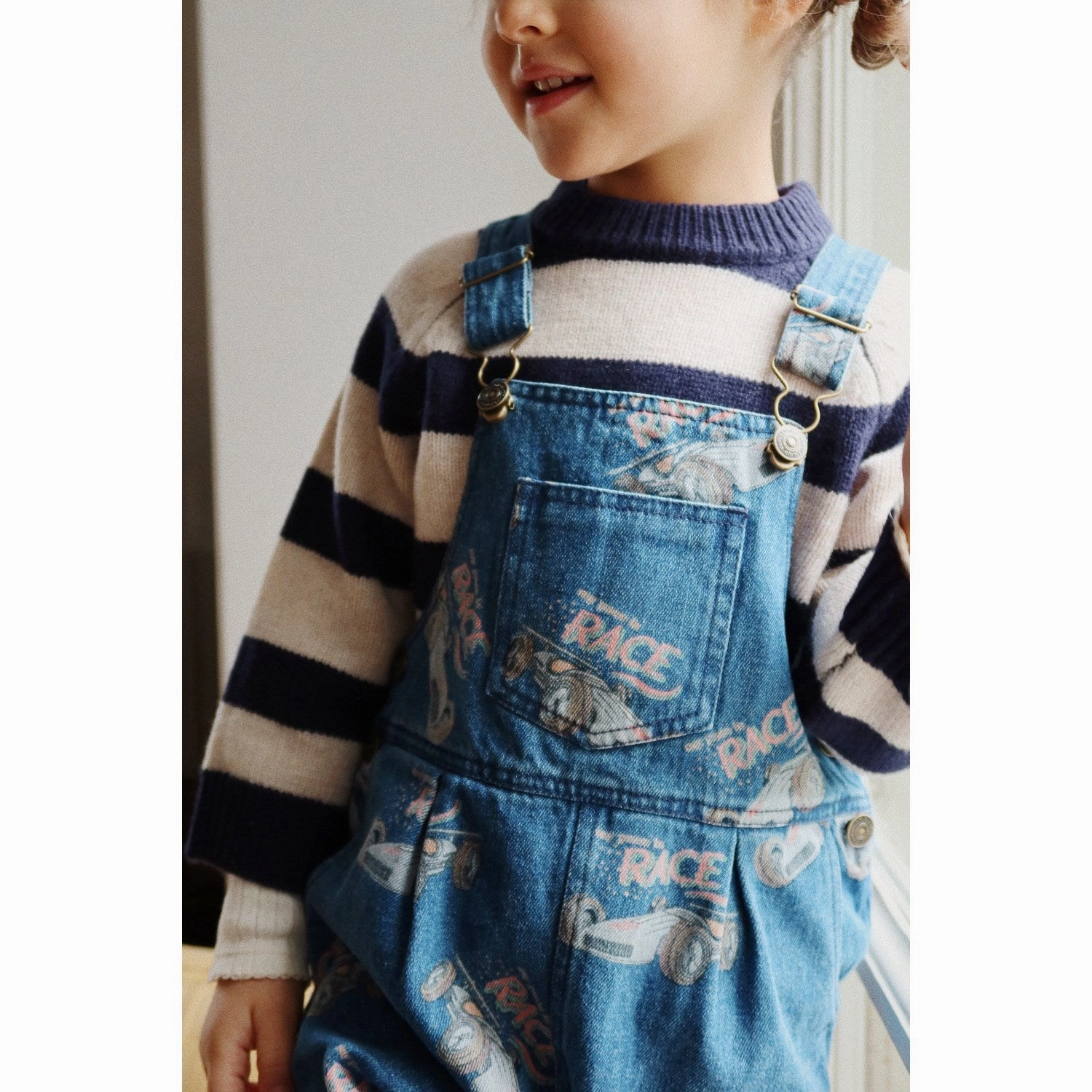 AdjustableDrawstring Softened Hem Konges Sl?jd Race Denim Magot Overalls Gots