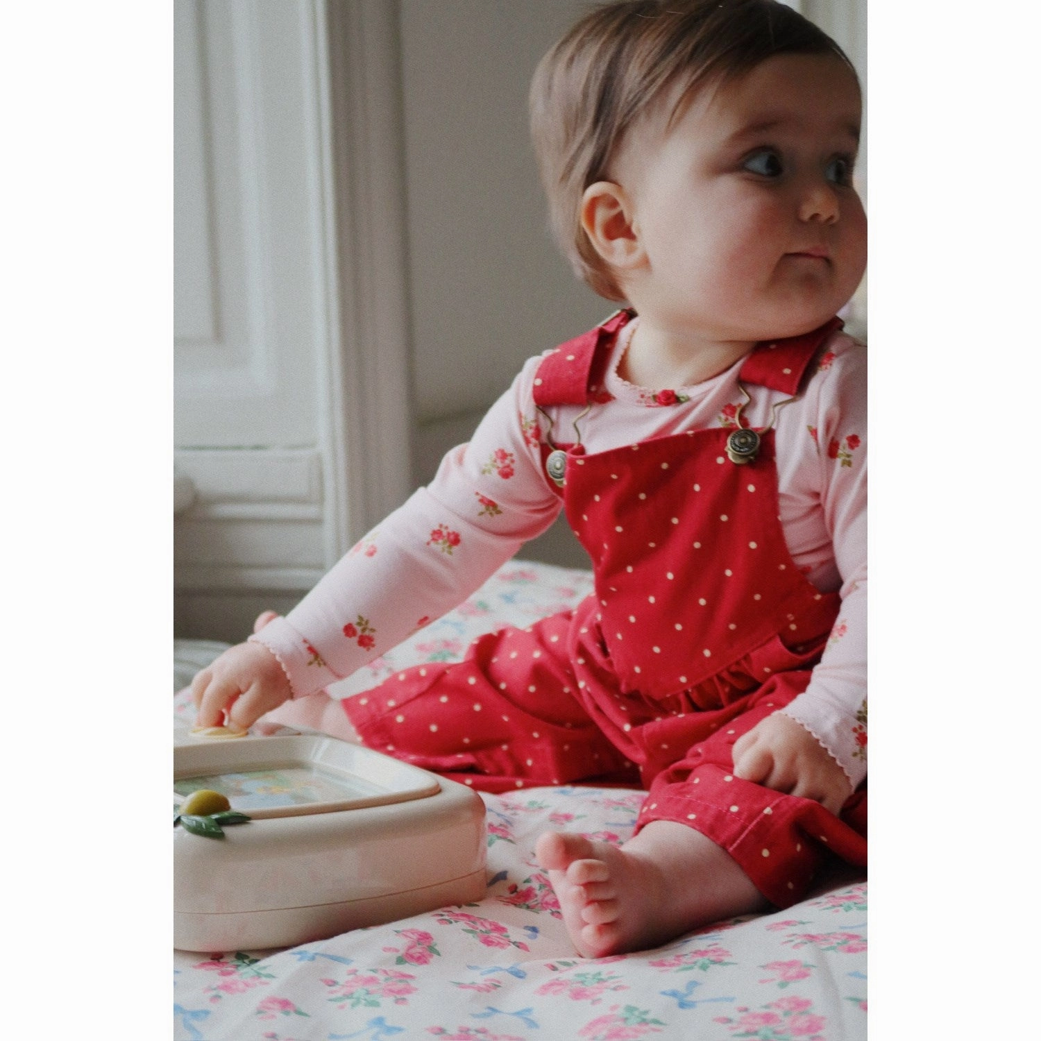 Lightweight Konges Sl?jd Strawberry Dot Nola Overalls GOTS